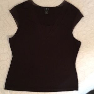 I.N.C. Top with silk see thru edging.
